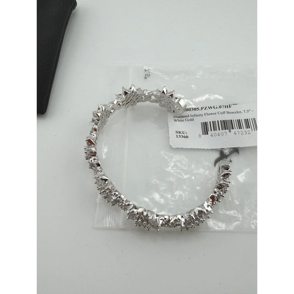 GLD Diamond Infinity Flower Cuff Bracelet 7.5